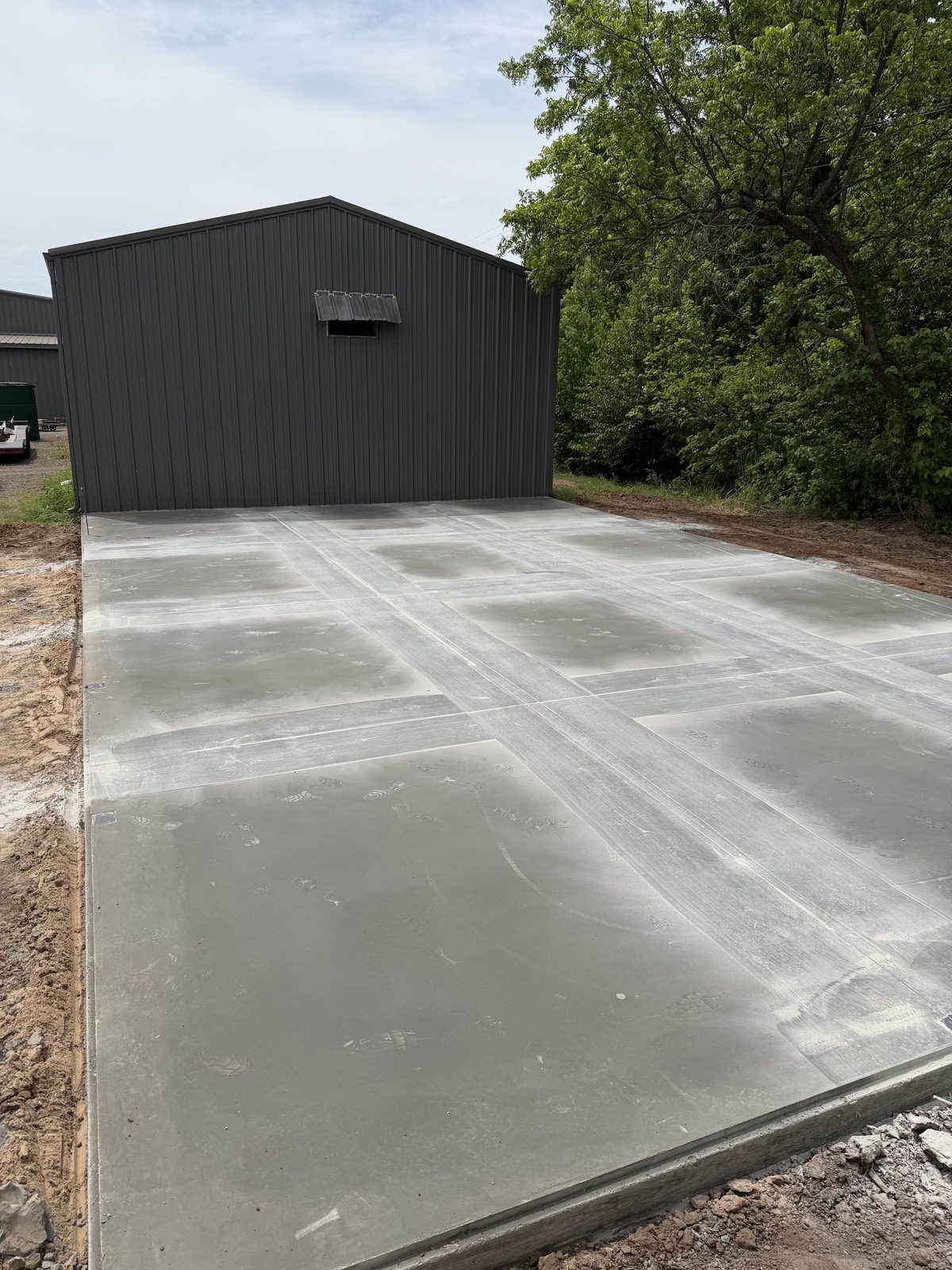 A shop floor with the control joints cut in.